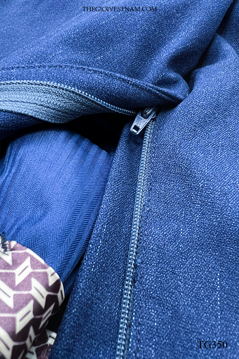 Vest xanh navy sọc xước 1 nút TG350 #4